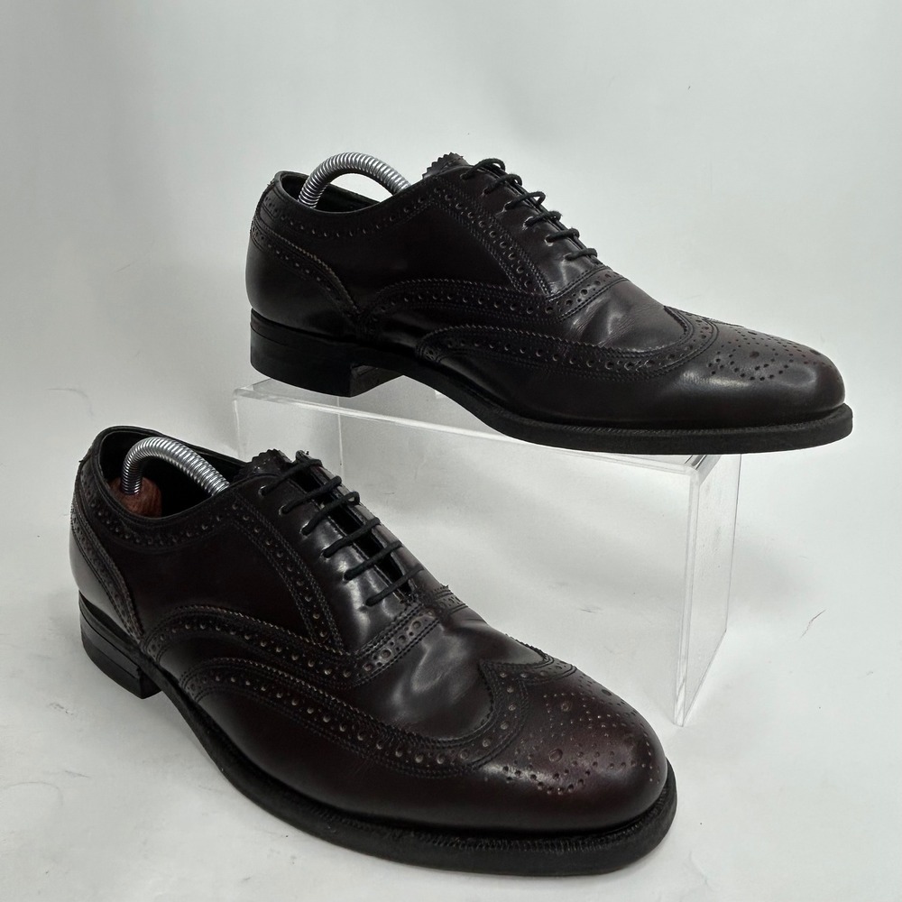Florsheim Imperial Mens 8D Burgundy Leather Wingtip Oxford Brogue Shoes USA Made